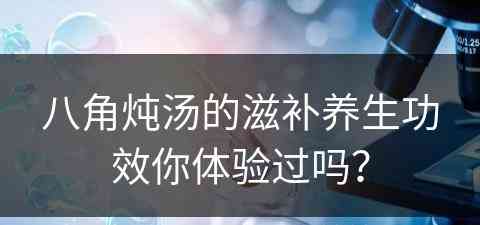 八角炖汤的滋补养生功效你体验过吗？